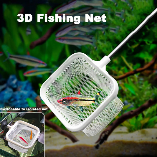 Aquarium Square Fishing Net With Suction Cup Extendable Long Handle