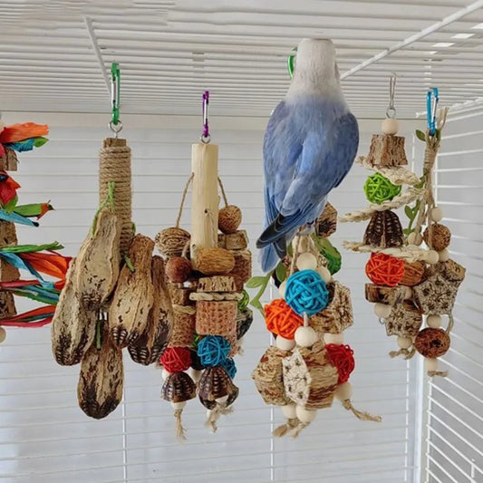 Bird Toy Natural Wooden Blocks For Bird Cage - Pet Friendly Supplies