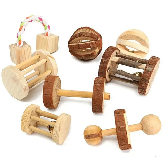 Cute Small Animal Roller Toys Natural Wooden