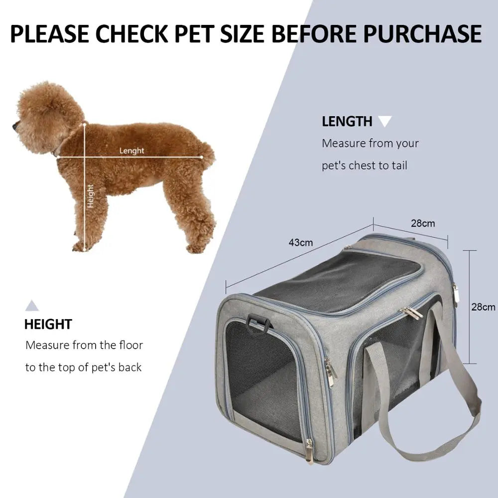 Dog Carrier Bag Soft Side Backpack Pet Friendly Supplies