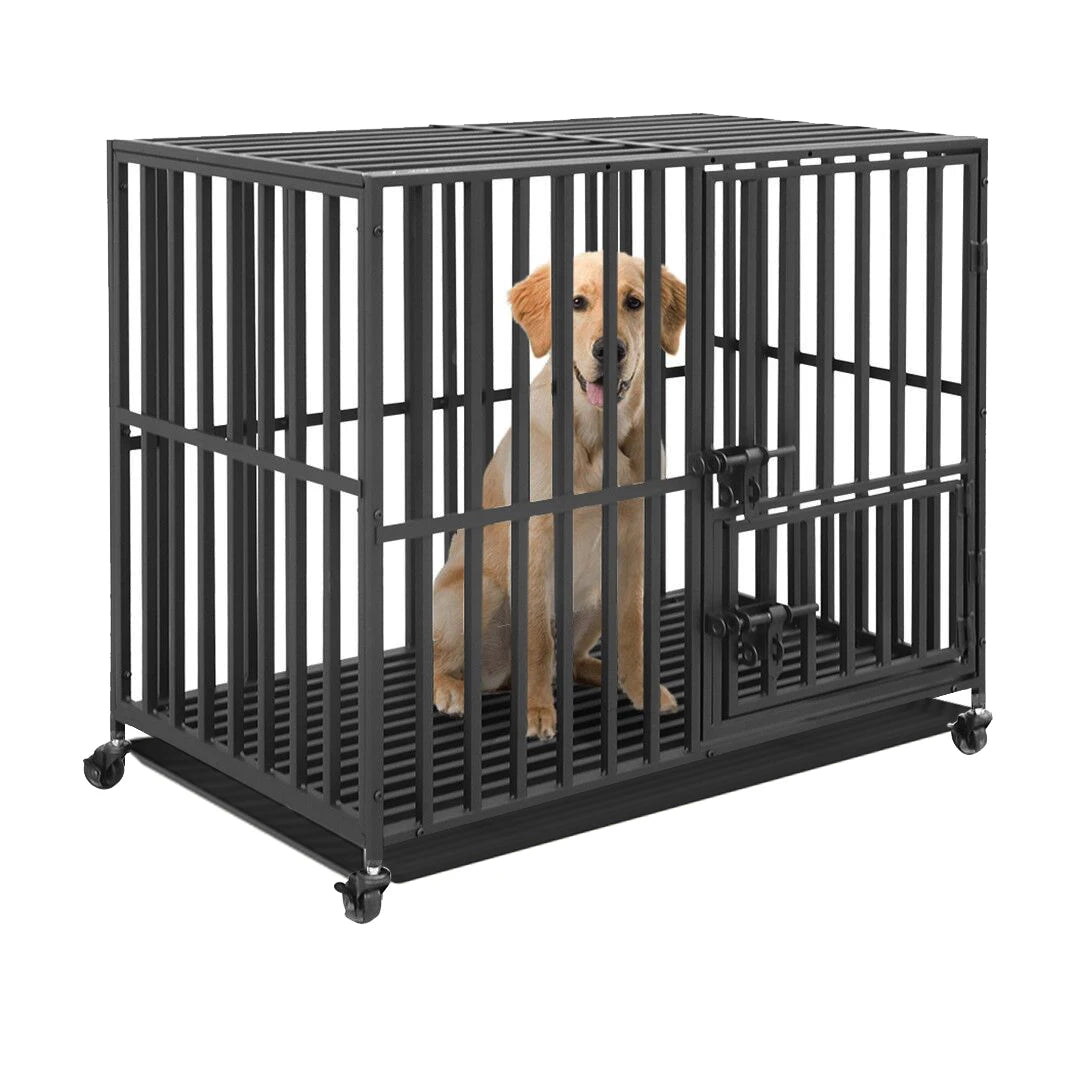 Heavy Duty Metal Dog Cage On Wheels Pet Friendly Supplies