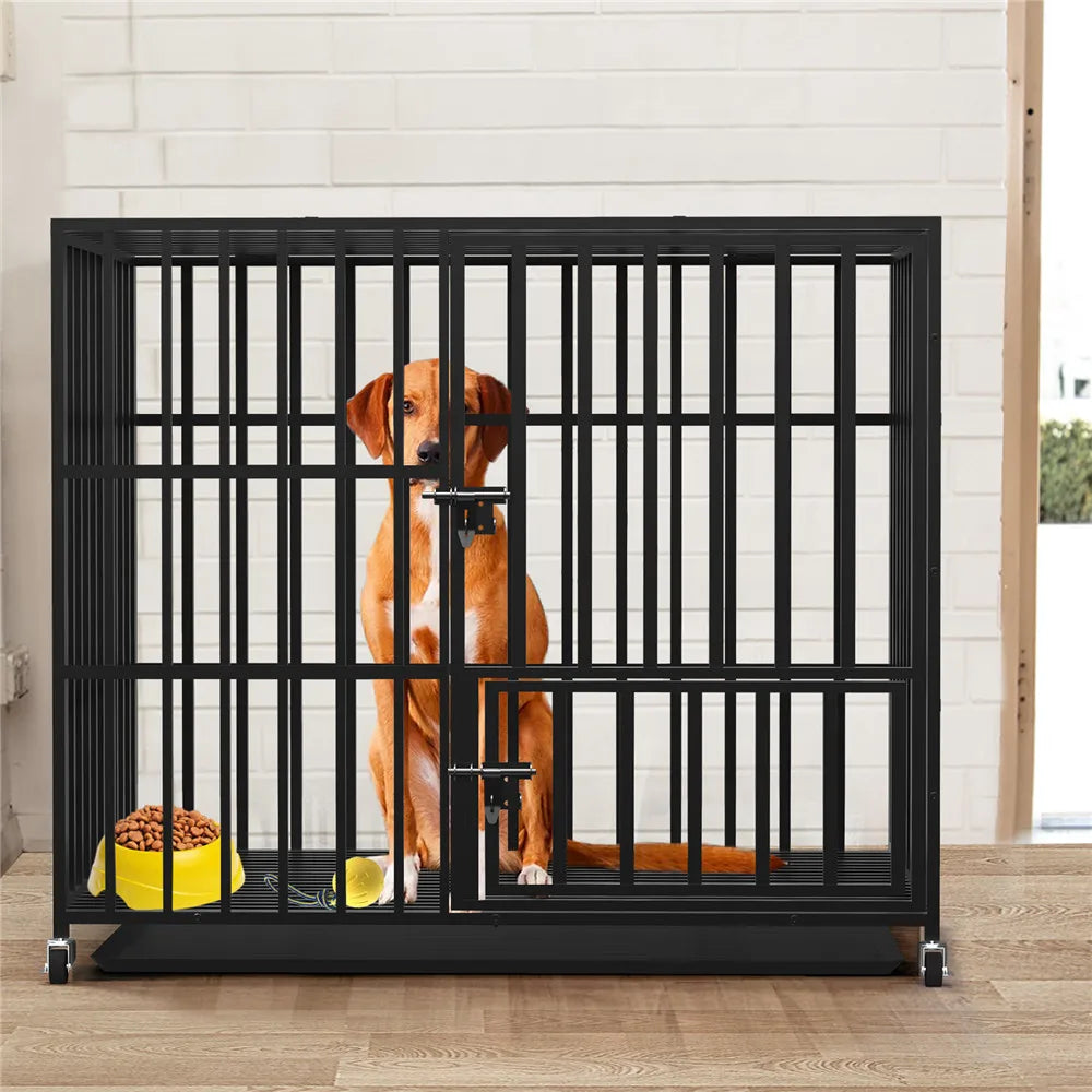 Heavy Duty Metal Dog Cage On Wheels Pet Friendly Supplies