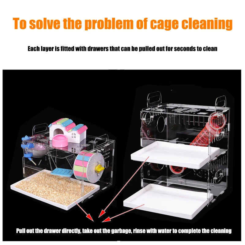 Luxury Transparent Small Animal Habitat Full Kit Pet Friendly Supplies