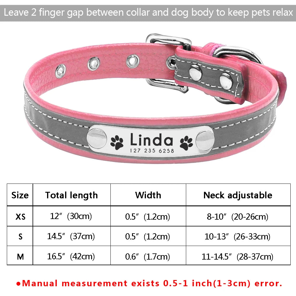 Beautiful Plain Leather Personalised Dog Collar - Pet Friendly Supplies