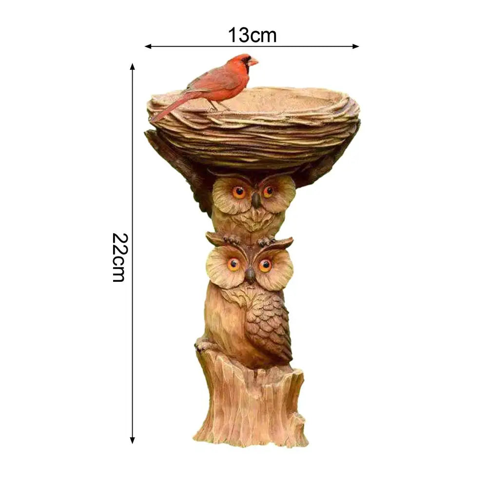 Owl And Birds Bird Bath Bird Feeder Pet Friendly Supplies