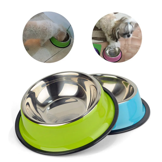 4 Lovely Colors Stainless Steel Dog Bowls,