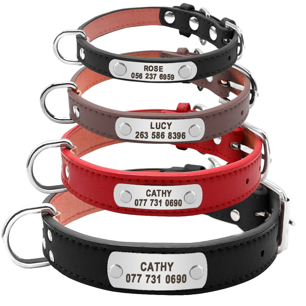 Beautiful Plain Leather Personalised Dog Collar - Pet Friendly Supplies