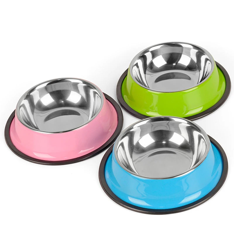 4 Lovely Colors Stainless Steel Dog Bowls,