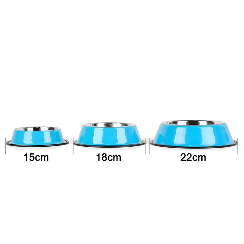 4 Lovely Colors Stainless Steel Dog Bowls,