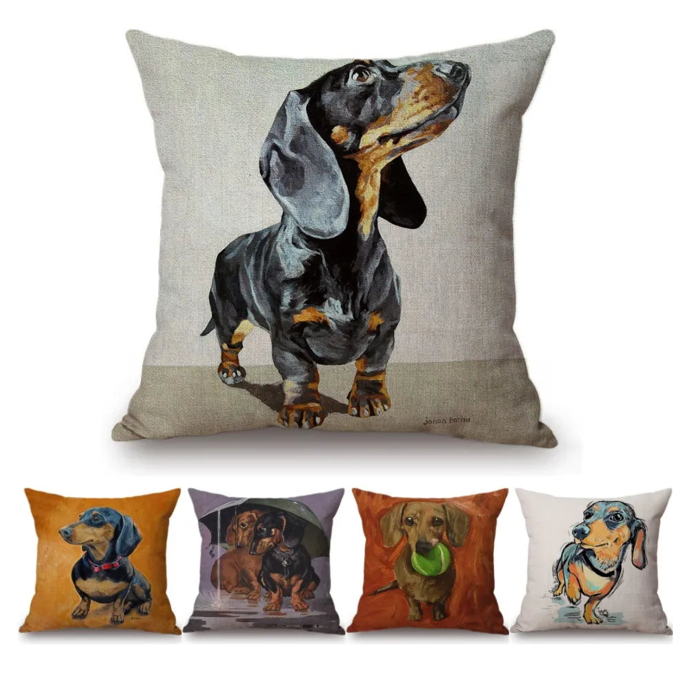 Cotton Linen Dachshund Dog Chair Pillow Pet Friendly Supplies