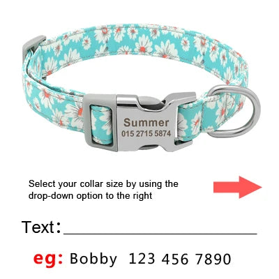 Pretty  Floral Personalised Dog Collar - Pet Friendly Supplies