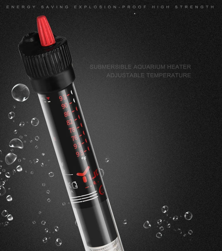 110v-220v Adjustable Temperature Thermostat Heater Rod 25W/ 50W/ 100W/ 200W/ 300W Submersible Aquarium Pet Friendly Supplies