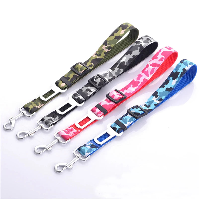 Camouflage Denim Dog Car Safety Seat Belt Restraint Lead Pet Friendly Supplies