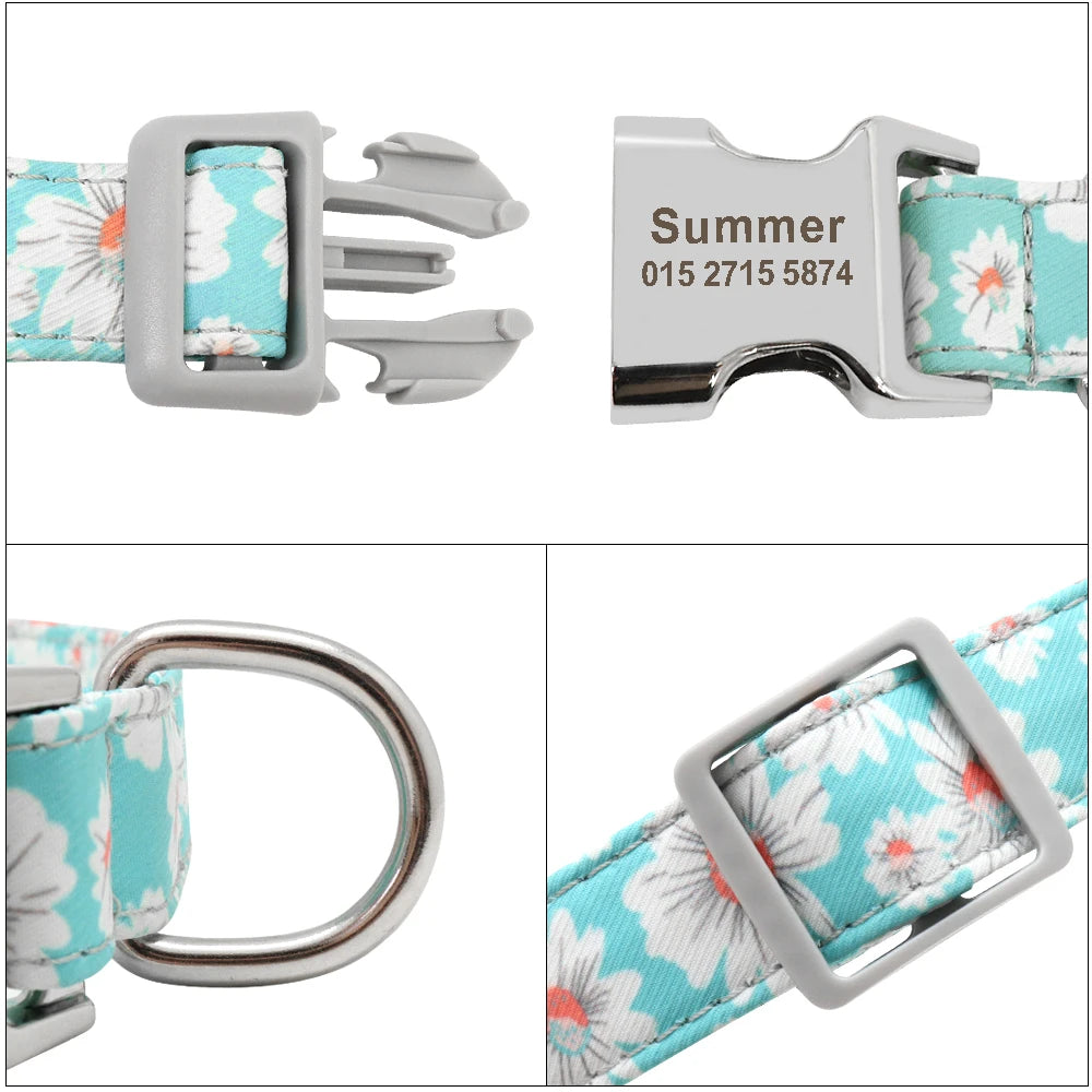 Pretty  Floral Personalised Dog Collar - Pet Friendly Supplies