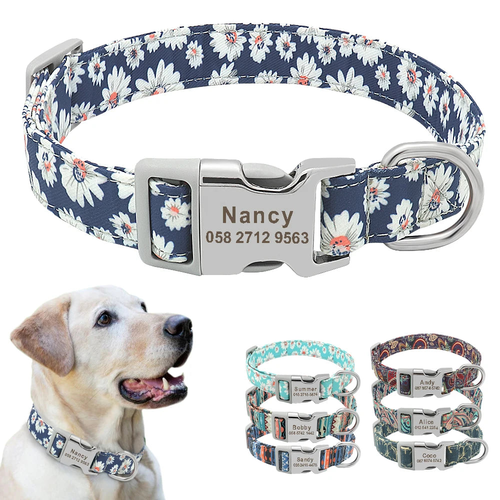 Pretty  Floral Personalised Dog Collar - Pet Friendly Supplies