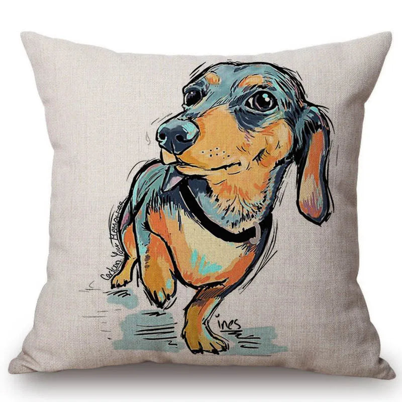 Cotton Linen Dachshund Dog Chair Pillow Pet Friendly Supplies