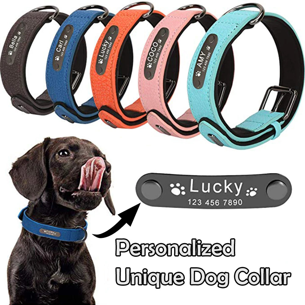 Luxury Leather Dog Collar Personalized for Small & Large Dogs - Pet Friendly Supplies