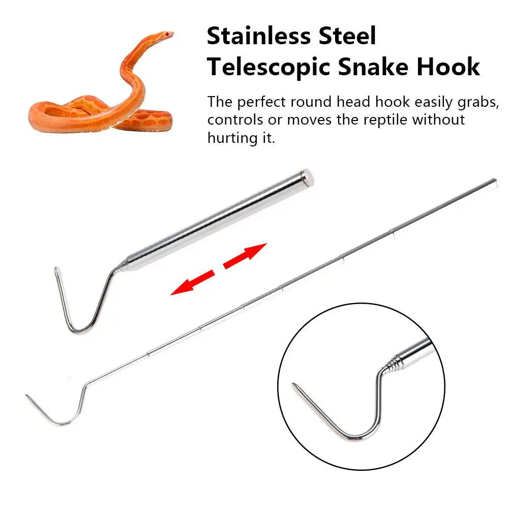 Snake Hook Retractable Professional Snake Catching Tool Reptiles Stainless Steel Hook Accessories Pet Friendly Supplies