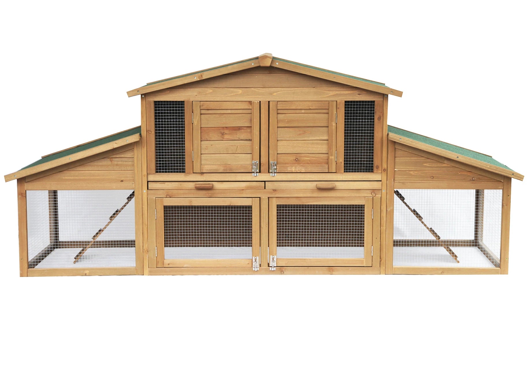 Waterproof Wooden Hutch 2 Tier Large Cage Pet Friendly Supplies