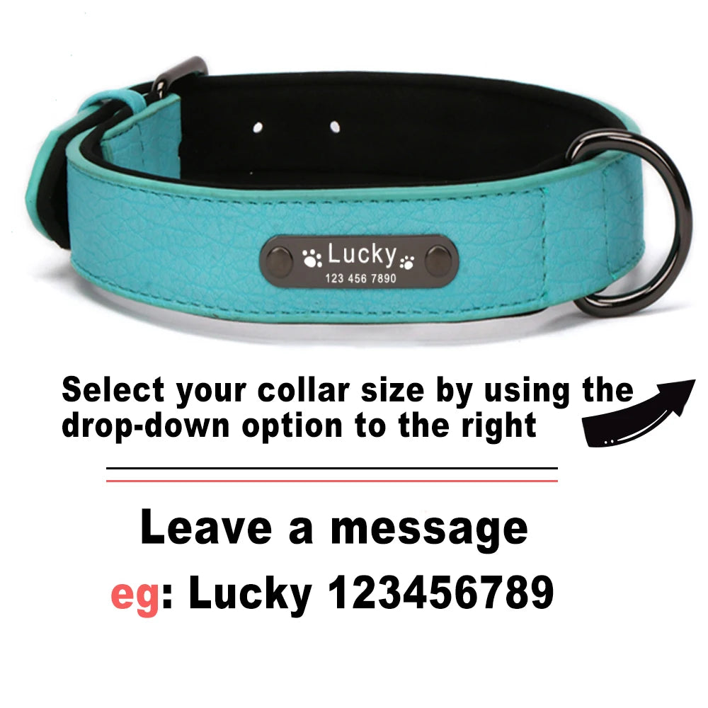 Luxury Leather Dog Collar Personalized for Small & Large Dogs - Pet Friendly Supplies