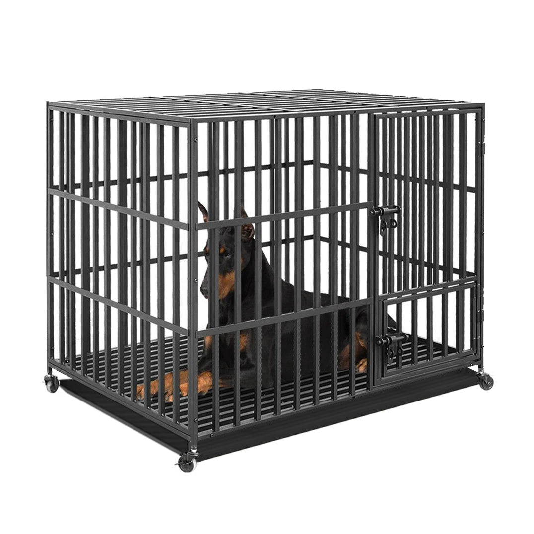 Heavy Duty Metal Dog Cage On Wheels Pet Friendly Supplies