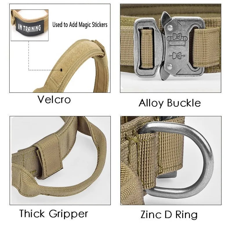 Military Tactical Dog Collar Pet Friendly Supplies