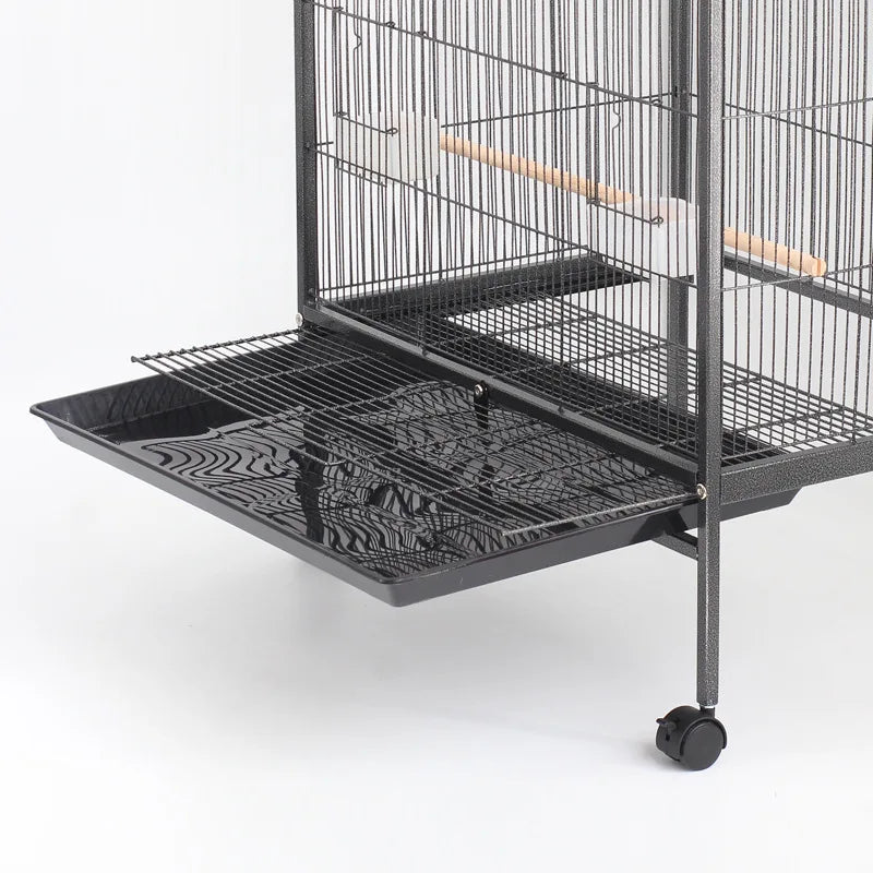 Stylish Large Metal Bird Cage with Wood Stands for Birds - Pet Friendly Supplies