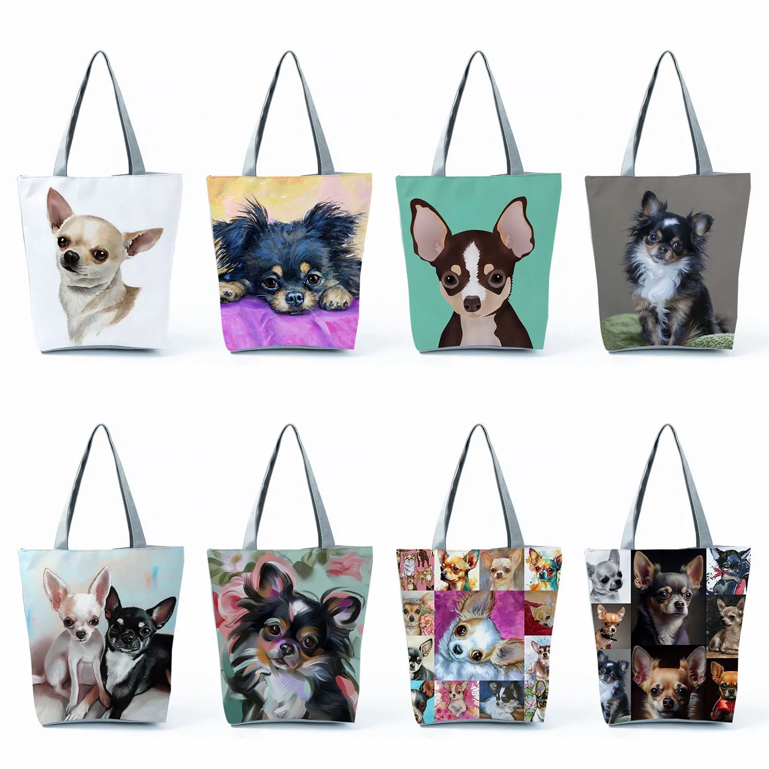 Cute Chihuahua Print Tote Shopping Bags Pet Friendly Supplies