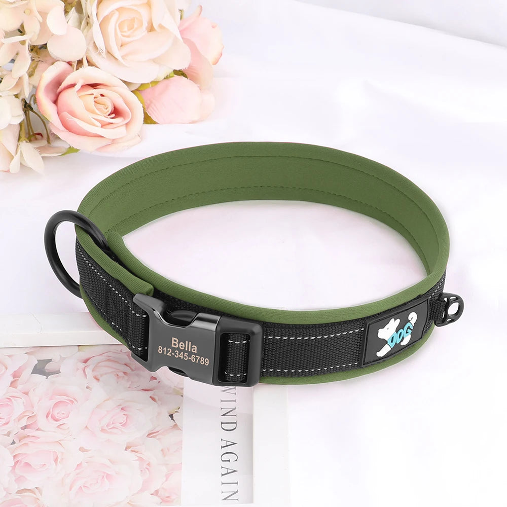 Personalized Adjustable Reflective Dog Collar Pet Friendly Supplies