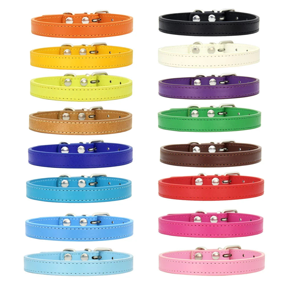 Colorful Leather Cat Collar Pet Friendly Supplies