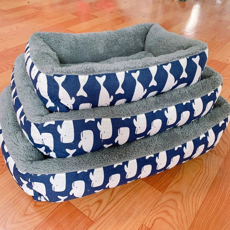 Navy Blue Warm Winter Cushion Dog Bed Pet Friendly Supplies