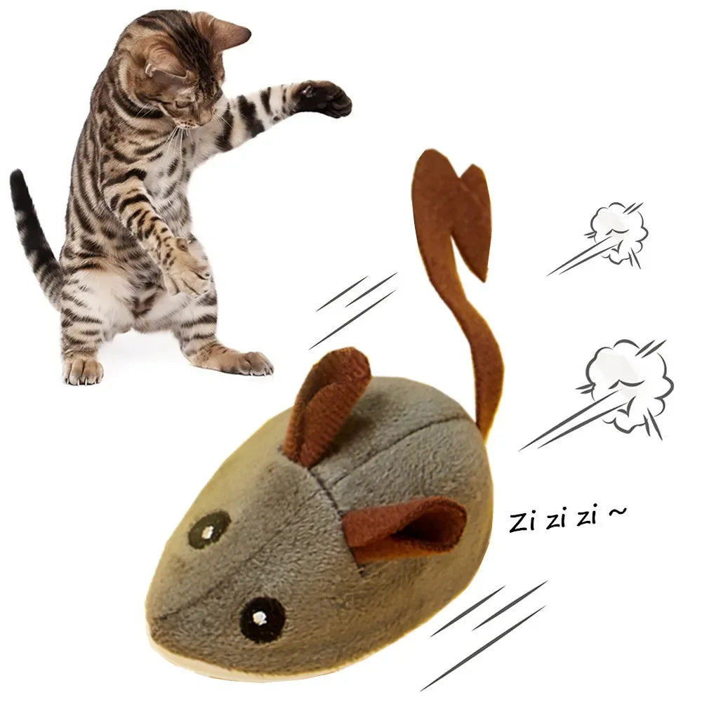 Interactive Running Mouse Cat Teaser Feather Toys Pet Friendly Supplies