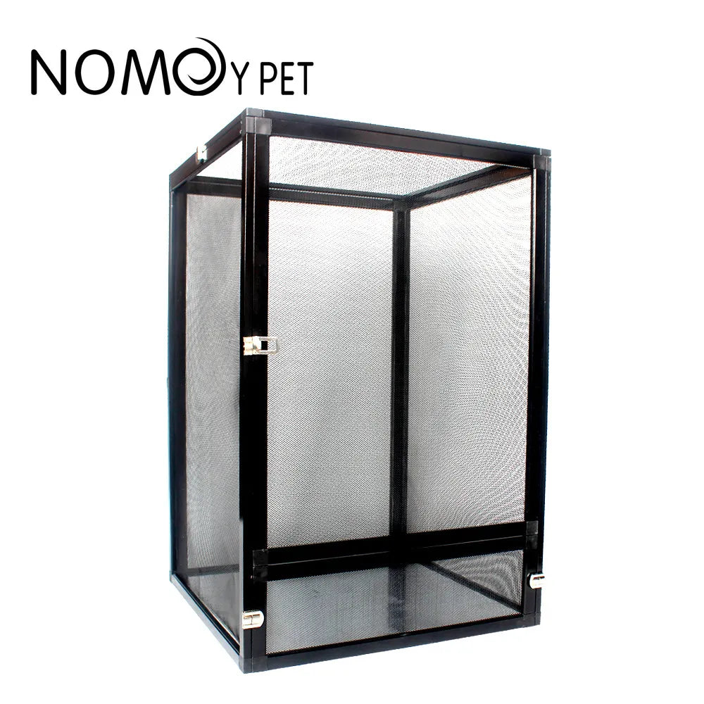 Stylish Black Reptile Terrarium Habitat Fresh Air Screen Design With Aluminium Frame - Pet Friendly Supplies