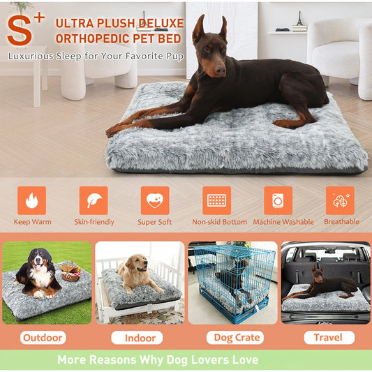 Deluxe Plush Dog Bed Pet Friendly Supplies