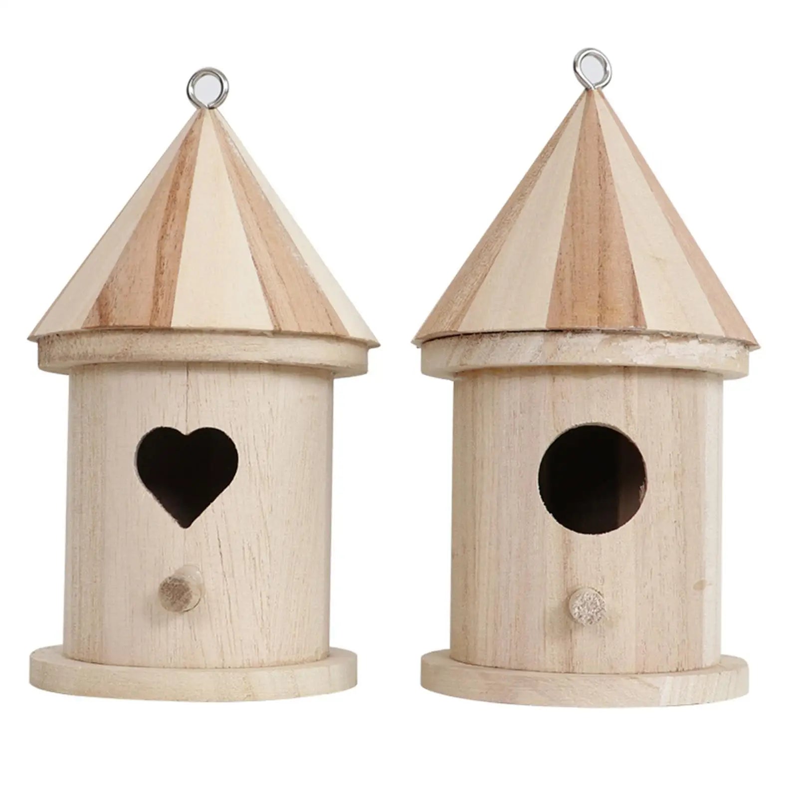 Natural Unfinished Wooden Hanging Birdhouse For Garden Patio Decoration - Pet Friendly Supplies