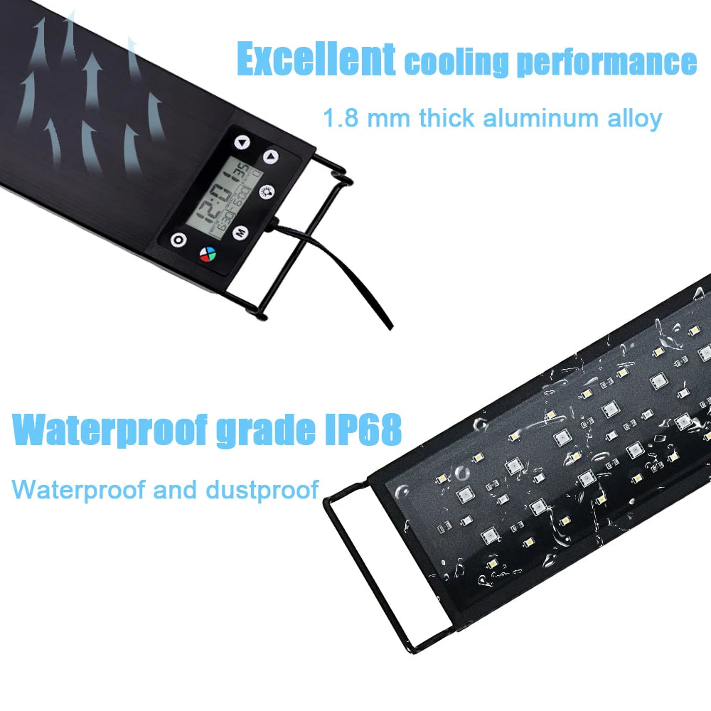 30-60cm Fish Tank 24/7 Full Spectrum Lighting LED Light Aquarium Decoration Aquatic Plant Growth Lamp IP68 Waterproof 100V-240V Pet Friendly Supplies