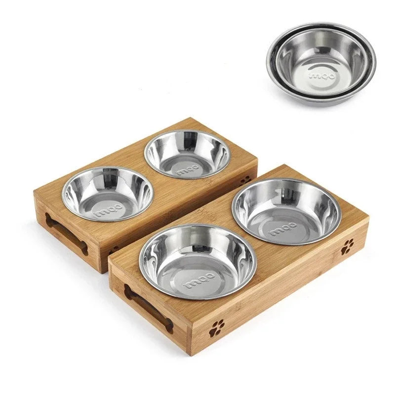 Bamboo Wooden Pet Bowl Pet Friendly Supplies