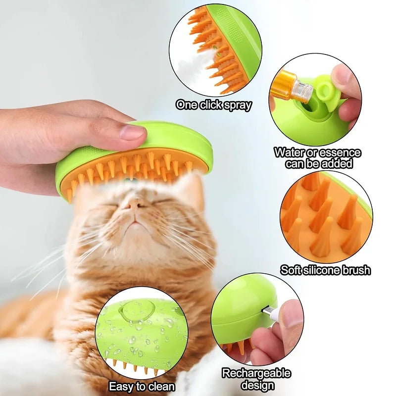 3 In 1 Electric Spray Cat Steam Brush Pet Friendly Supplies