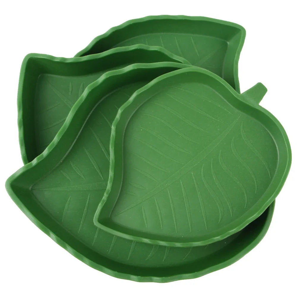 Reptile Dish Food/Water Feeder Leaf Shape Pet Friendly Supplies