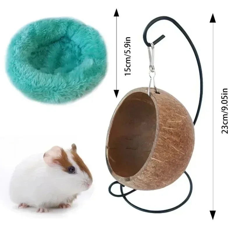 Beautiful Small Animal Coconut Shell Hanging Hammock Pet Friendly Supplies