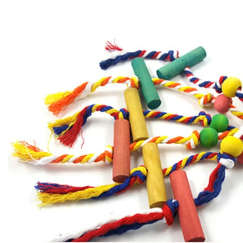 Bird Chew Toy Cotton Rope Wooden Pet Friendly Supplies