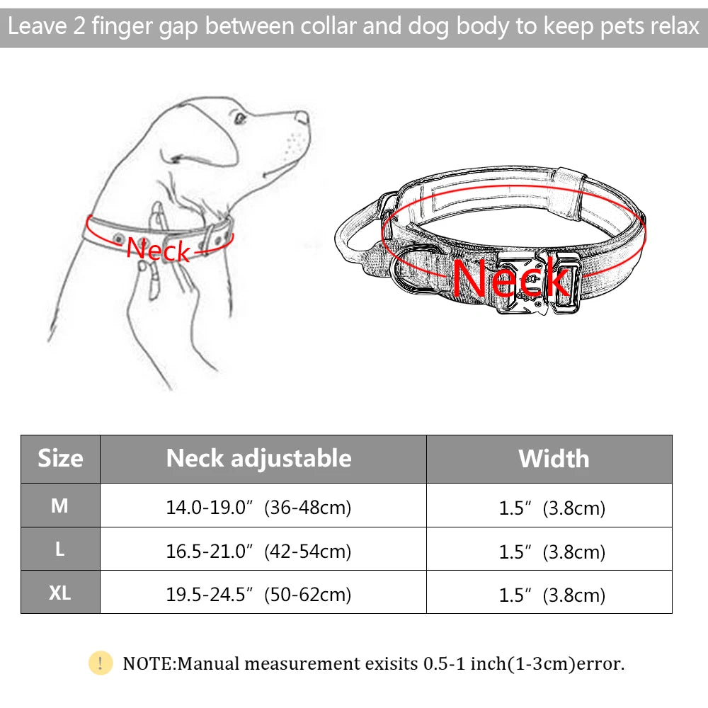 Tactical Dog Collar Military Adjustable Durable Nylon Lead Pet Friendly Supplies