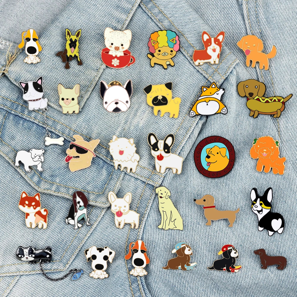 Lovely Cartoon Animal Dog Enamel Brooch Pet Friendly Supplies