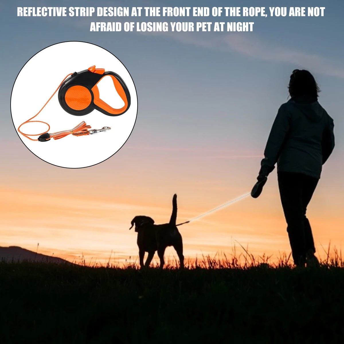 8M Retractable Heavy Duty Dog Lead With Reflective Tape Pet Friendly Supplies