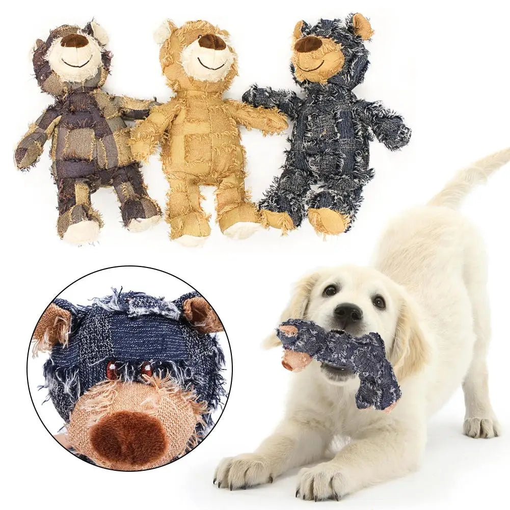 Indestructible Robust Bear Dog Stuffed Animals Chew Toy Pet Friendly Supplies