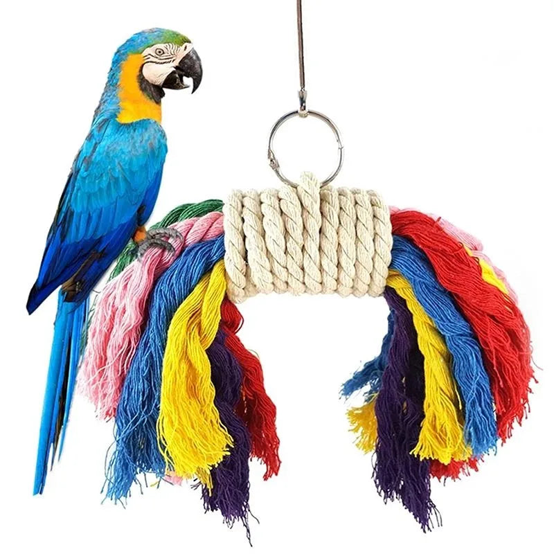 Bird Chew Toy Cotton Rope Wooden Pet Friendly Supplies