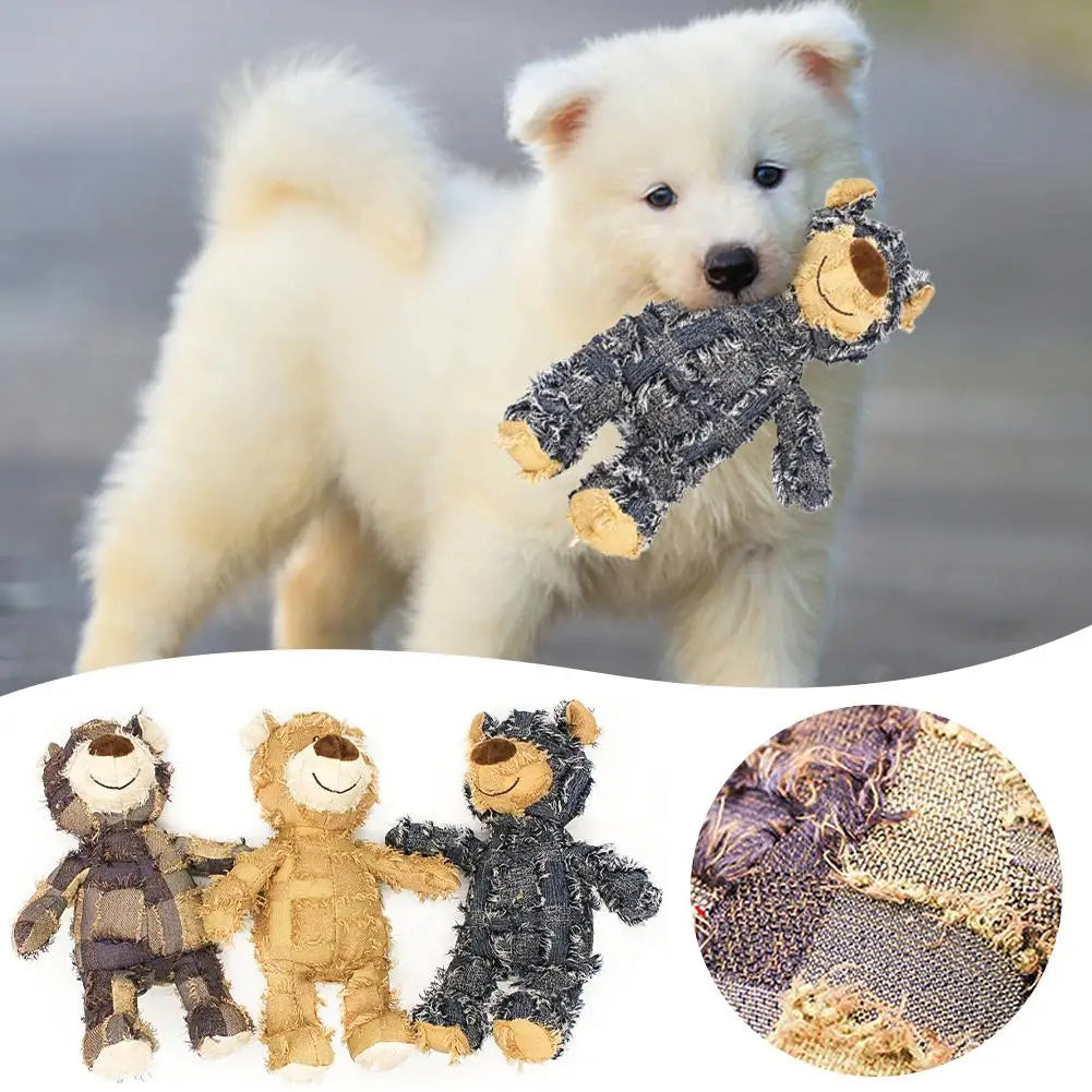 Indestructible Robust Bear Dog Stuffed Animals Chew Toy Pet Friendly Supplies