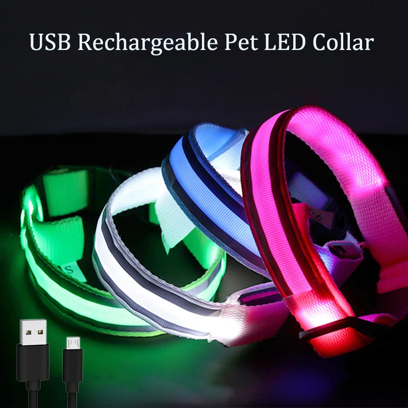 USB Rechargeable Reflective Led Dog Collar Pet Friendly Supplies