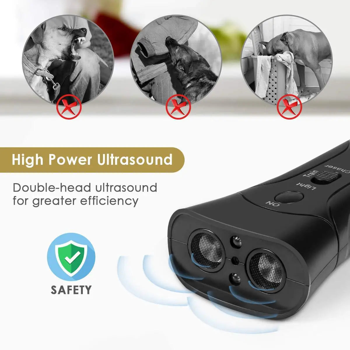 Ultrasonic Bark Deterrents Training Equipment with Flashlight Led Pet Friendly Supplies