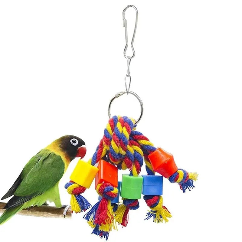 Bird Chew Toy Cotton Rope Wooden Pet Friendly Supplies